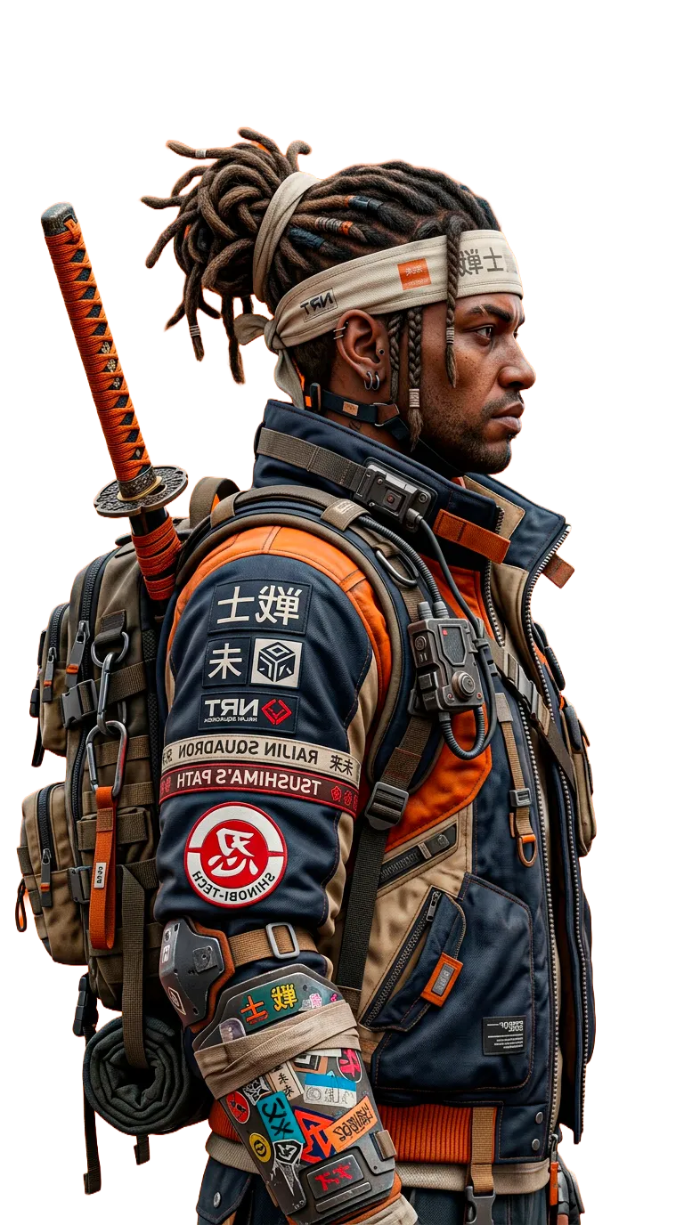 Personnage futuriste avec katana